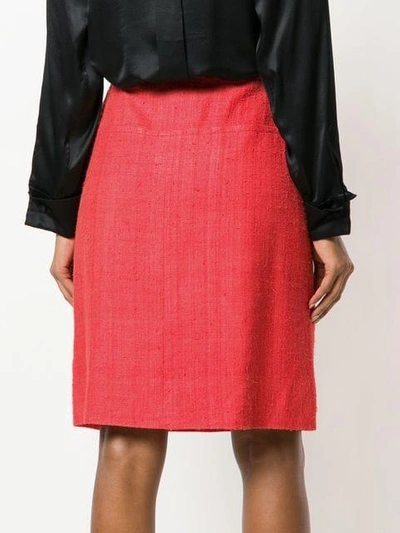 Pre-owned Saint Laurent Straight Distressed Skirt In Red