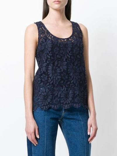Pre-owned Saint Laurent Lace Tank Top In Blue