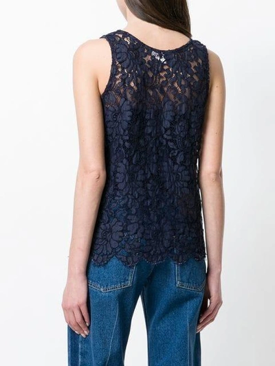Pre-owned Saint Laurent Lace Tank Top In Blue