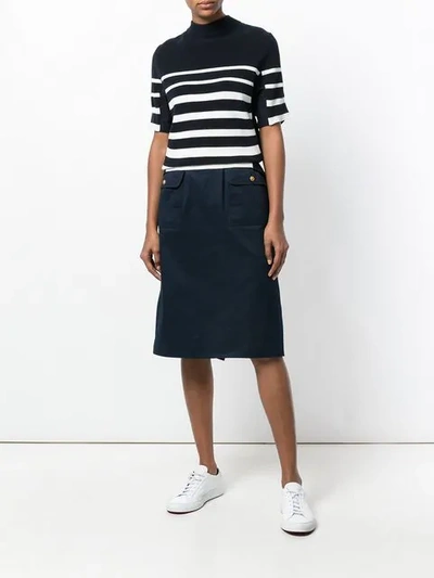 Pre-owned Chanel A-line Midi Skirt In Blue