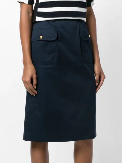 Pre-owned Chanel A-line Midi Skirt In Blue