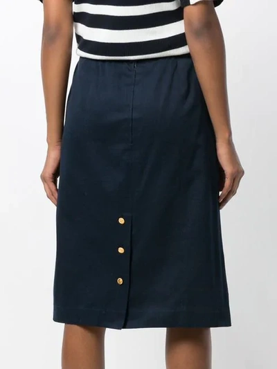 Pre-owned Chanel A-line Midi Skirt In Blue