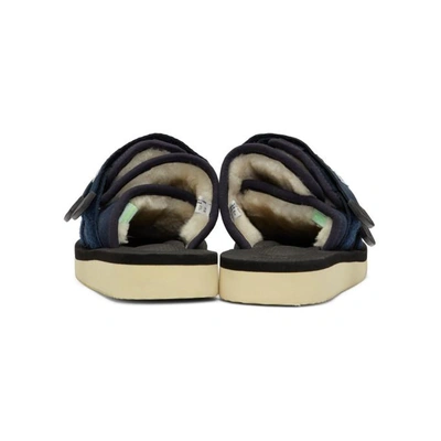 Shop Suicoke Navy Shearling Moto Sandals