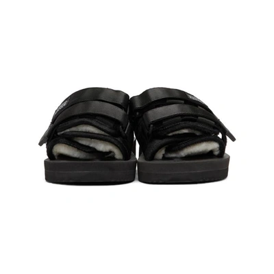 Shop Suicoke Black Calf-hair Moto-m Sandals