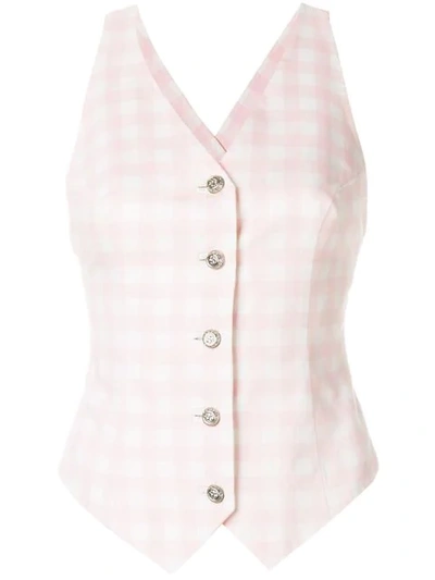 Shop Versace Vintage Checked Fitted Waistcoat - Pink