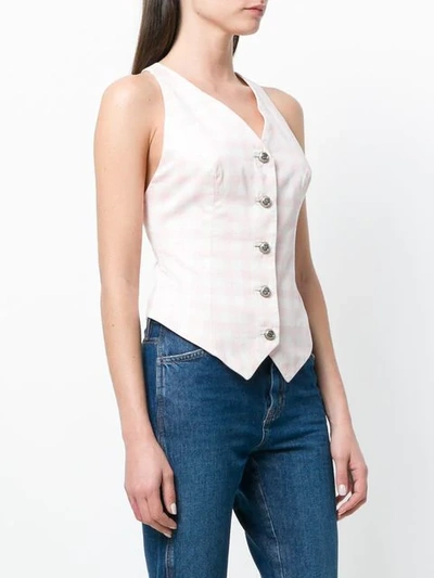 Shop Versace Vintage Checked Fitted Waistcoat - Pink