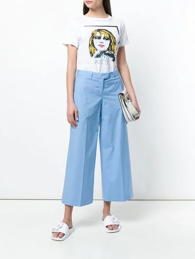 Pre-owned Moschino Vintage Wide-legged Cropped Trousers In Blue