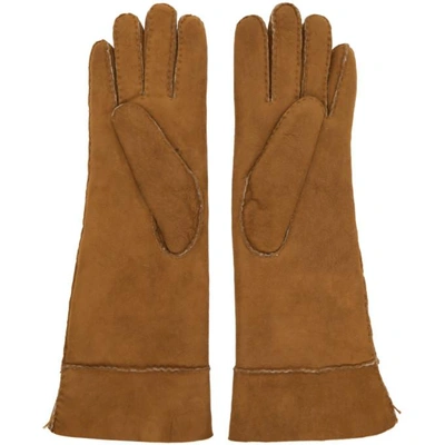 Shop Isabel Marant Tan Shearling Gloves In 50co Cognac