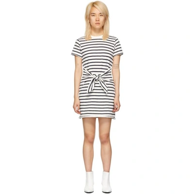 Shop Rag & Bone Rag And Bone White And Navy Halsey Tie Dress In 182 Wht/nvy