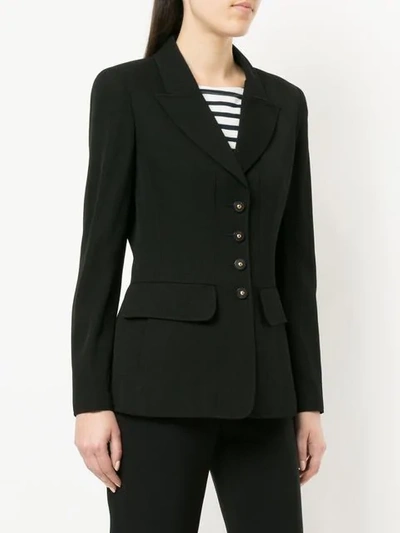 Pre-owned Chanel Vintage Pointed Lapels Fitted Blazer - Black