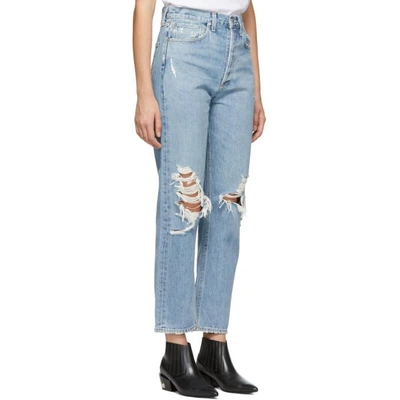 Shop Agolde Blue 90s Mid Rise Loose Fit Jeans In Fall Out