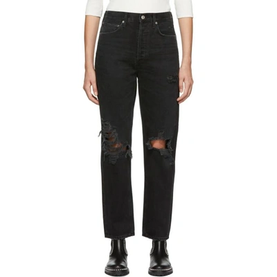 Shop Agolde Black 90s Loose Fit Jeans In Audio