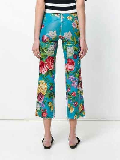 Shop Dolce & Gabbana Vintage Floral Cropped Trousers - Blue