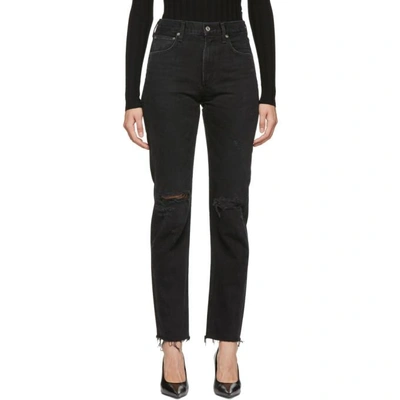 Shop Agolde Black Cherie Hi Rise Straight Jeans