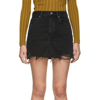 Shop Agolde Black Quinn Hi Rise Miniskirt In Cult