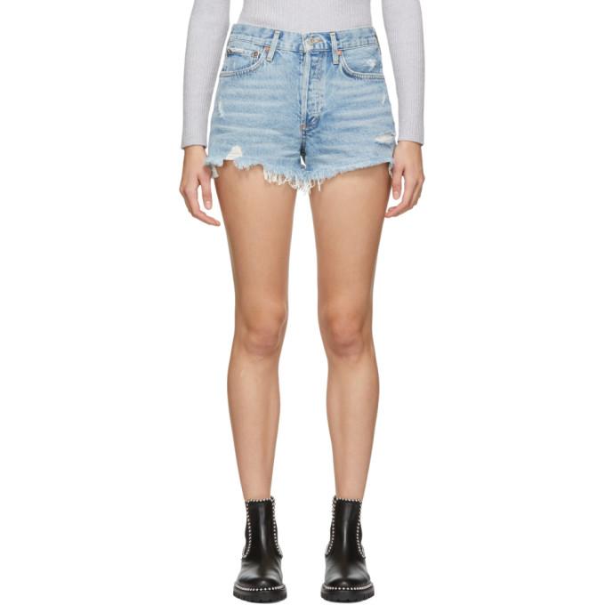 AGOLDE distressed denim shorts - Blue