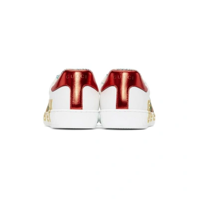 Shop Gucci White New Ace Guccy Sneakers In 9090 Gr.whi
