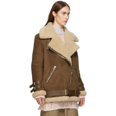 Shop Acne Studios Brown Suede And Shearling Velocite Jacket In Brown/white