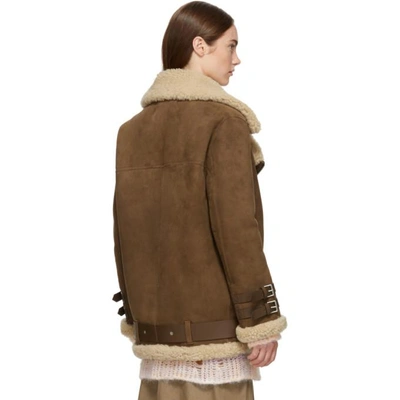 Shop Acne Studios Brown Suede And Shearling Velocite Jacket In Brown/white