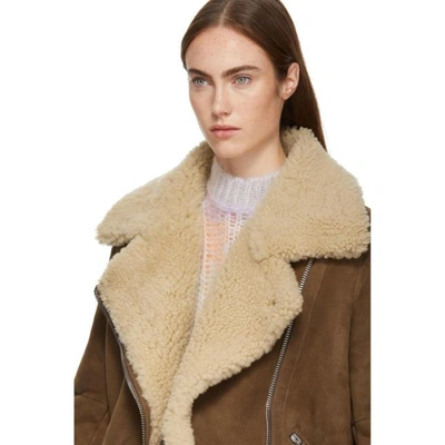 Shop Acne Studios Brown Suede And Shearling Velocite Jacket In Brown/white