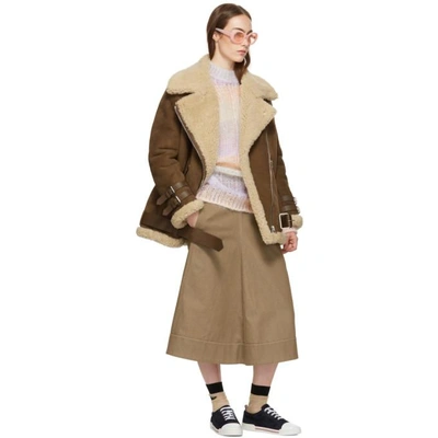 Shop Acne Studios Brown Suede And Shearling Velocite Jacket In Brown/white