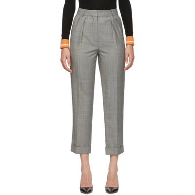 Shop Victoria Beckham Black And White High Waisted Trousers In Black - Whi