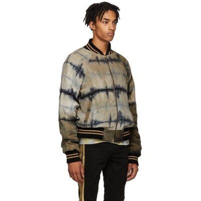 Shop Amiri Purple & Green Tie-dye Reversible Bomber Jacket