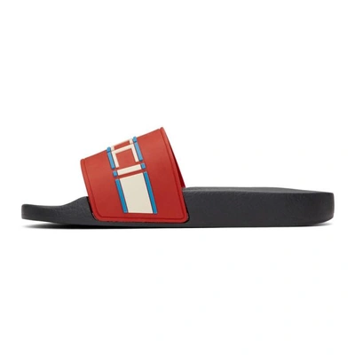 Shop Gucci Red Pursuit Pool Slides In 6562 Poppy