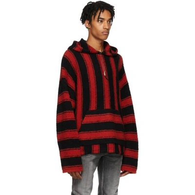 Shop Amiri Black And Red Baja Pullover Hoodie