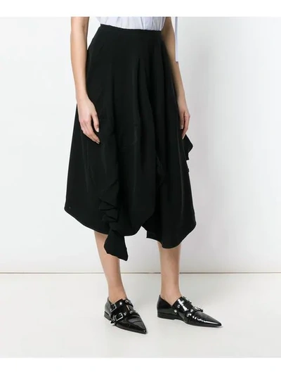 Pre-owned Comme Des Garçons Deconstructed Midi Skirt In Black