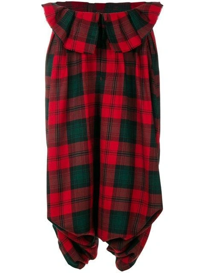 Pre-owned Comme Des Garçons Tartan Drop-crotch Trousers In Red