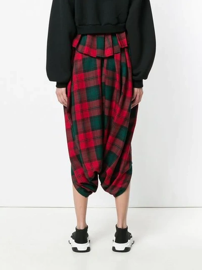 Pre-owned Comme Des Garçons Tartan Drop-crotch Trousers In Red