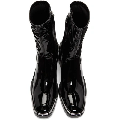 Shop Alexander Wang Black Vinyl Hailey Boots In 001 Black