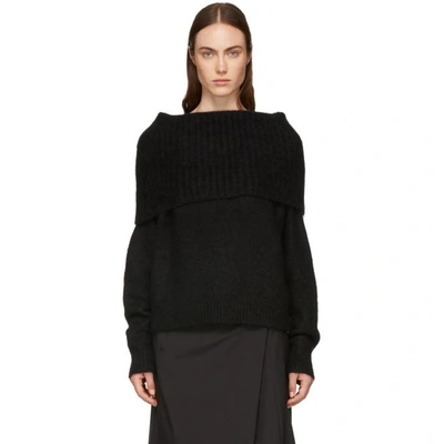 Shop Acne Studios Black Wool And Mohair Off-the-shoulder Sweater