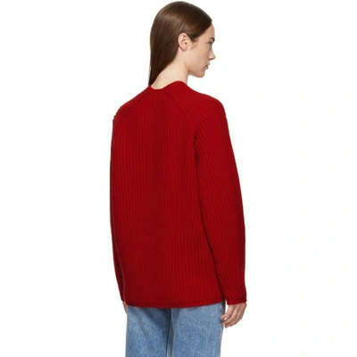 Shop Acne Studios Red Deborah Deep V-neck Sweater