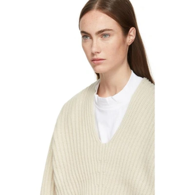 Shop Acne Studios Beige Deborah Deep V-neck Sweater