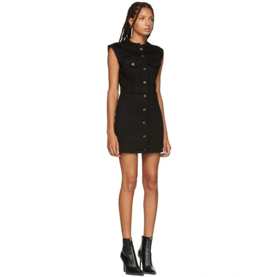 Shop Alexander Wang Black Seamed Denim Dress In 011 Black