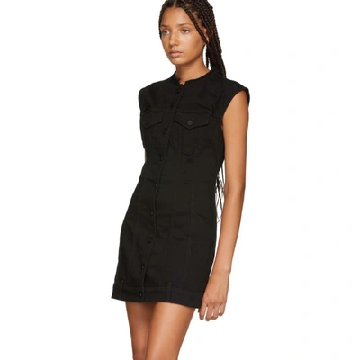 Shop Alexander Wang Black Seamed Denim Dress In 011 Black