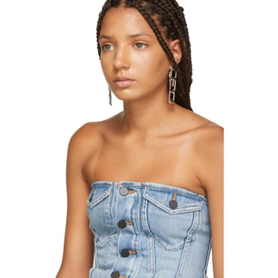 Shop Alexander Wang Blue Strapless Denim Top In 450 Vntligh