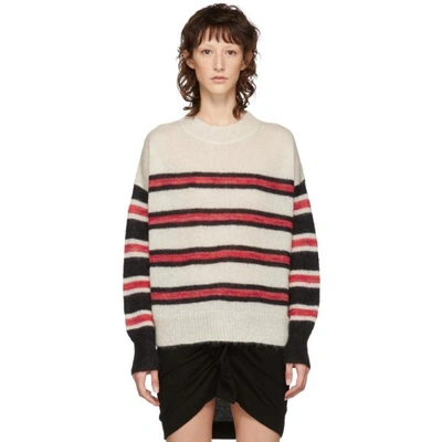 Shop Isabel Marant Étoile Isabel Marant Etoile White And Black Mohair Russel Sweater In Ecbk Ecru/b