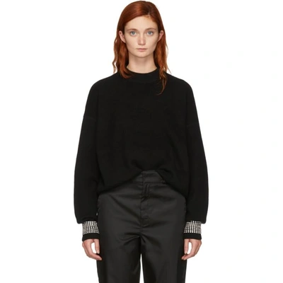 Shop Alexander Wang Black Crystal Cuffs Sweater In 001 Black