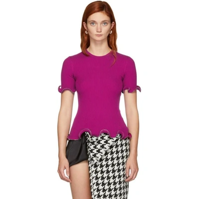 Shop Alexander Wang Pink Ruffle Zipper T-shirt In 656 Fuchsia