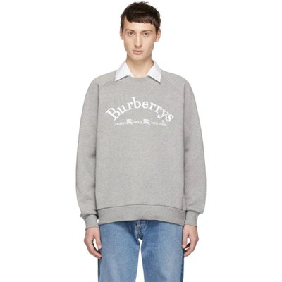 Burberry Logo-embroidered Cotton-blend Sweatshirt In Pale Grey Melange |  ModeSens