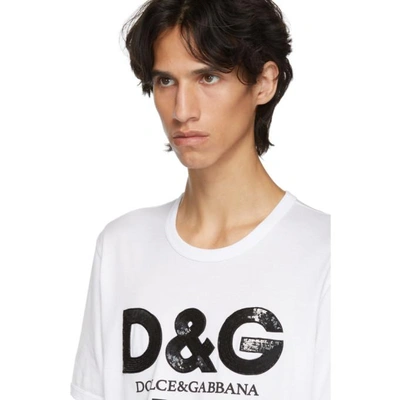 DOLCE AND GABBANA 白色 “KING OF MY LIFE” 徽标 T 恤