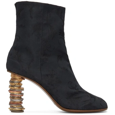 Shop Vetements Black Geisha Coin Ankle Boots In Black/black