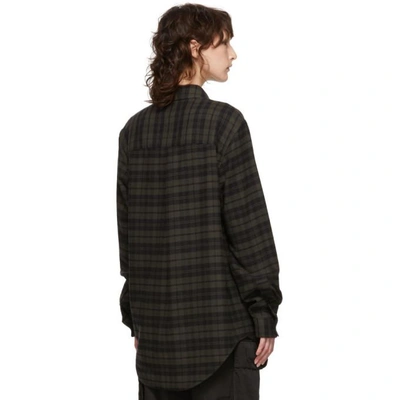 Shop Alexander Wang Green And Black Flannel Player Id Shirt In 308forestgr
