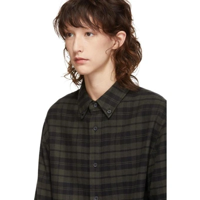 Shop Alexander Wang Green And Black Flannel Player Id Shirt In 308forestgr