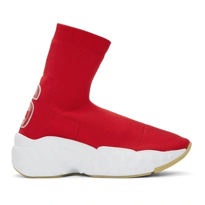 Shop Acne Studios Red Knitted Sock Sneakers In Red/red