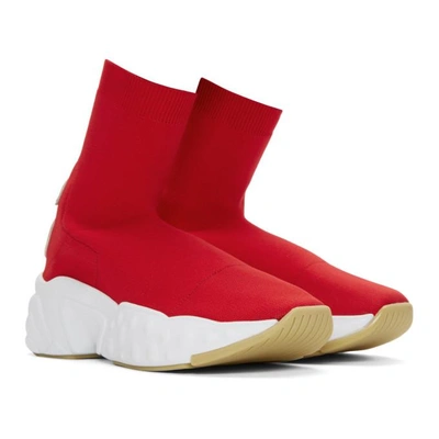 Shop Acne Studios Red Knitted Sock Sneakers In Red/red