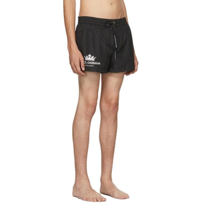 Shop Dolce & Gabbana Dolce And Gabbana Black Crown Logo Swim Shorts In N0000 Black